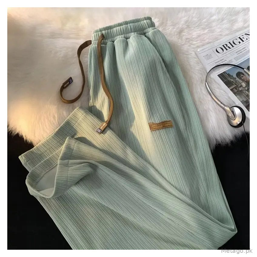 Ice Silk Pants for Boys Summer Loose Straight Breathable Casual All-match Pants for Couple