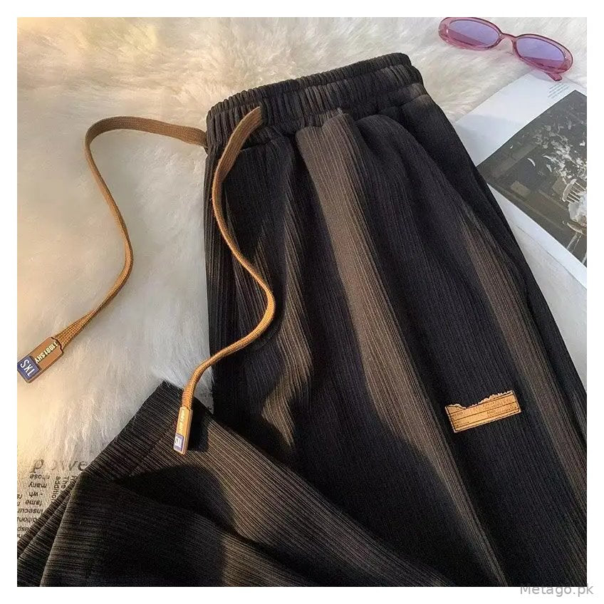 Ice Silk Pants for Boys Summer Loose Straight Breathable Casual All-match Pants for Couple