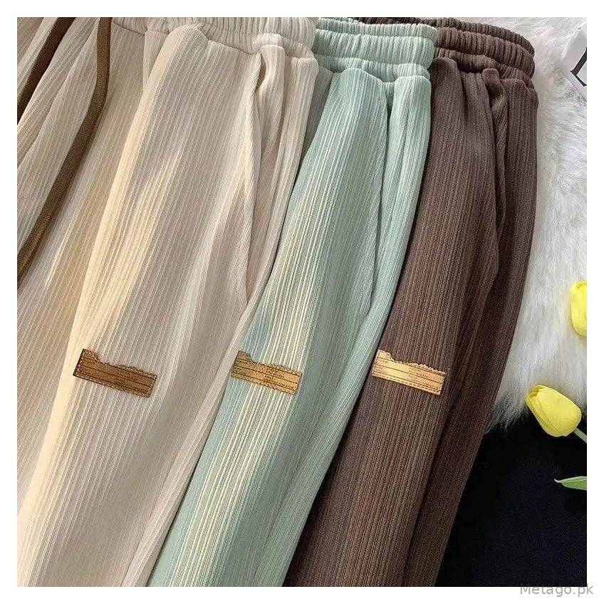 Ice Silk Pants for Boys Summer Loose Straight Breathable Casual All-match Pants for Couple