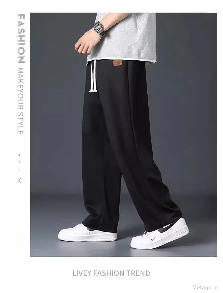 Ice silk pants men's summer thin fashion brand loose all-match quick-drying breathable casual trousers summer straight sweatpants