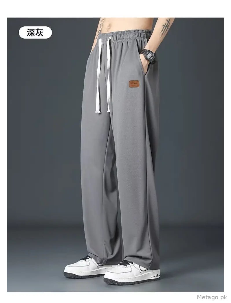 Ice silk pants men's summer thin fashion brand loose all-match quick-drying breathable casual trousers summer straight sweatpants