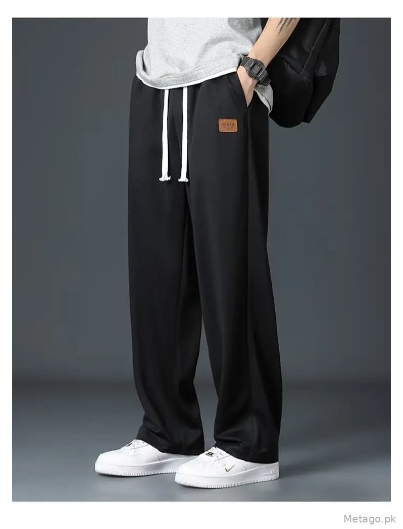 Ice silk pants men's summer thin fashion brand loose all-match quick-drying breathable casual trousers summer straight sweatpants