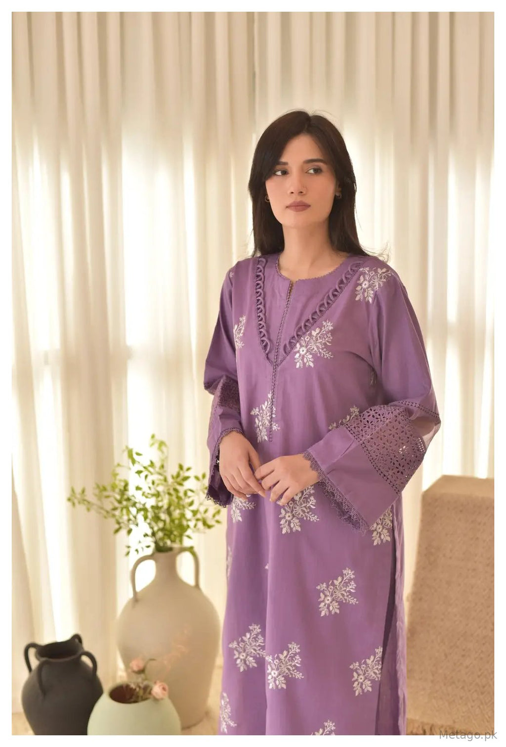 juliet 3 Pcs Women's Stitched Linen Embroidered Suit