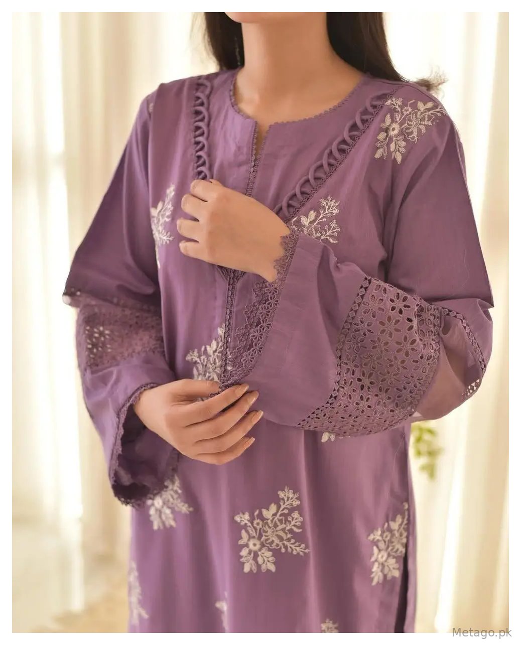 juliet 3 Pcs Women's Stitched Linen Embroidered Suit