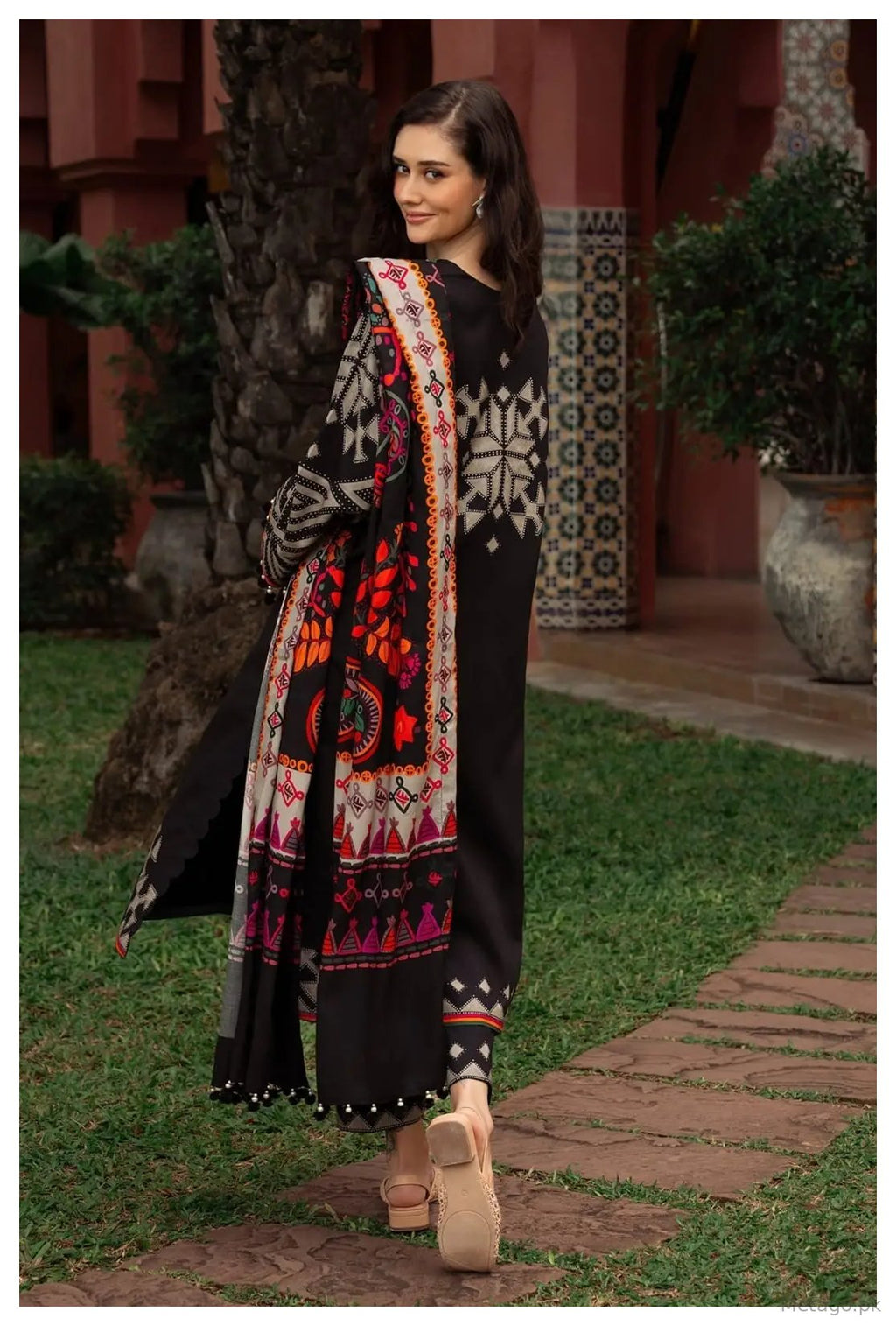 Melvin 3 Pcs Women's Stitched Silk Printed Suit