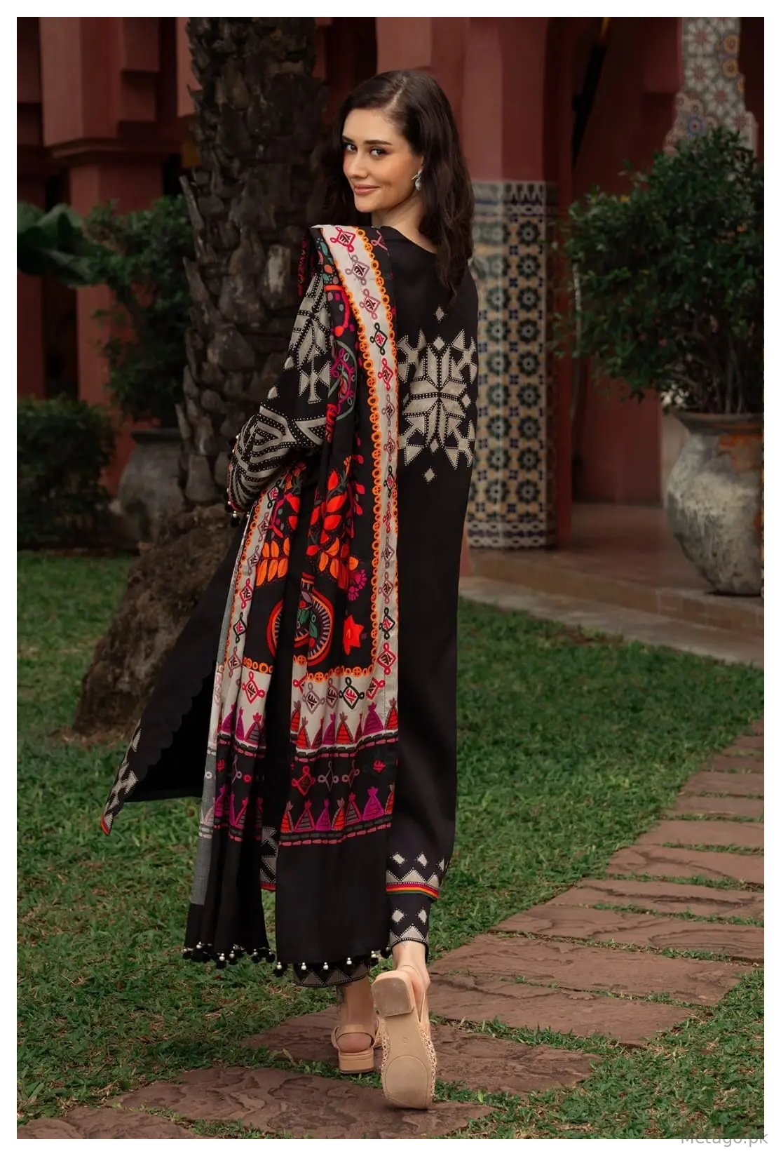 Melvin 3 Pcs Women's Stitched Silk Printed Suit