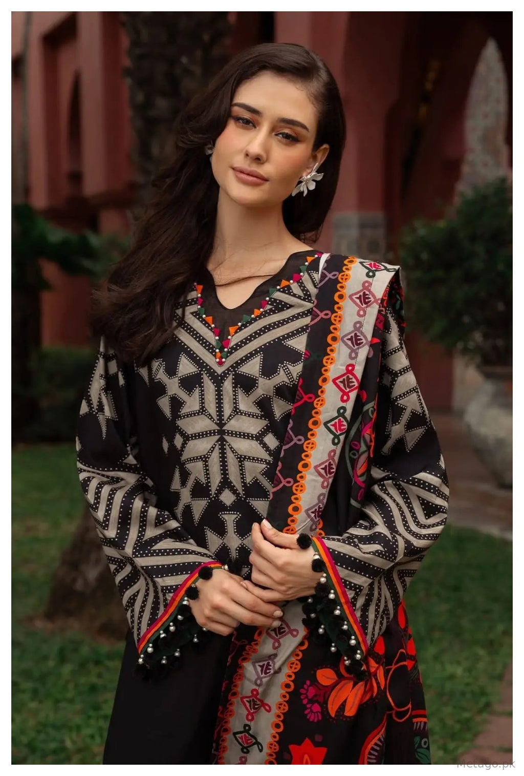 Melvin 3 Pcs Women's Stitched Silk Printed Suit