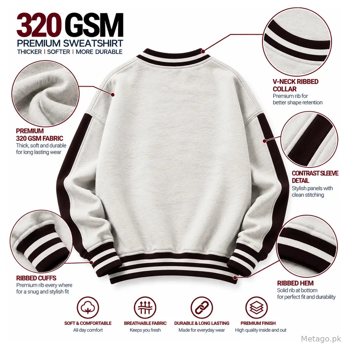 Men and Women Stitched Fleece Embroidered Sweat Shirt