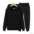 Men Blue Fleece Hoodie & Pants Set 2024 Spring Autumn