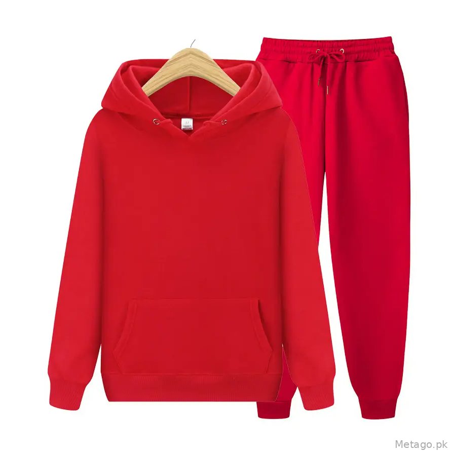Men Blue Fleece Hoodie & Pants Set 2024 Spring Autumn