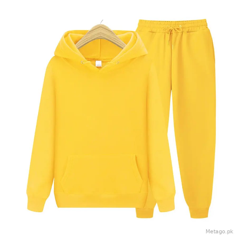 Men Blue Fleece Hoodie & Pants Set 2024 Spring Autumn