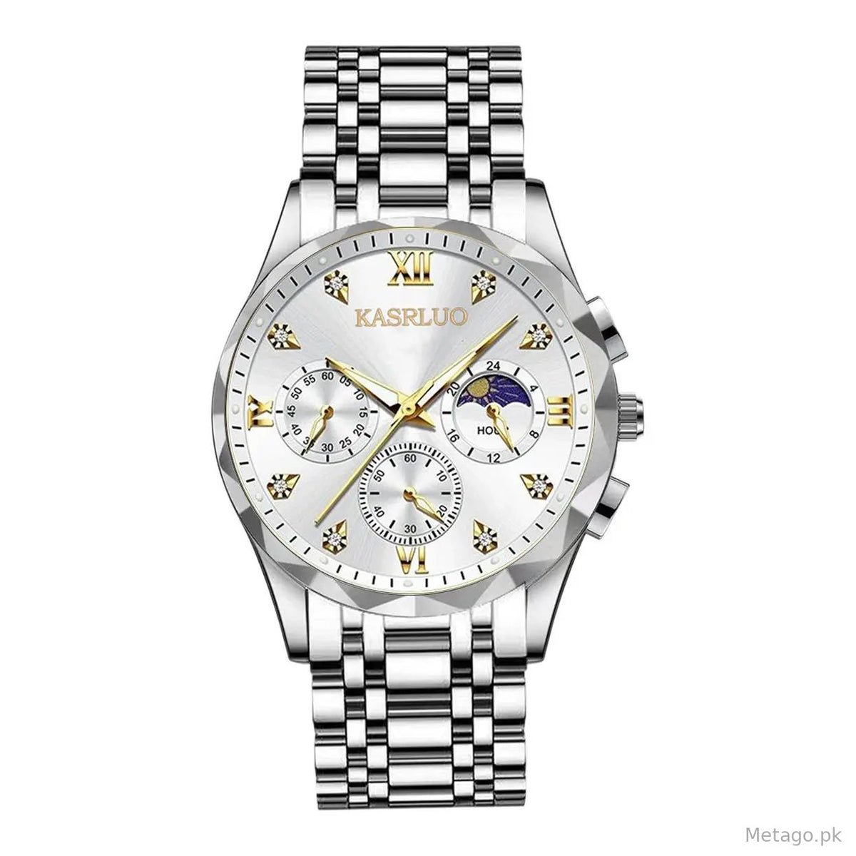 Men's Blue Dial Waterproof Watch with 3 Subdials