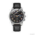 Men's Chronograph Watch Black Leather Band Quartz Movement