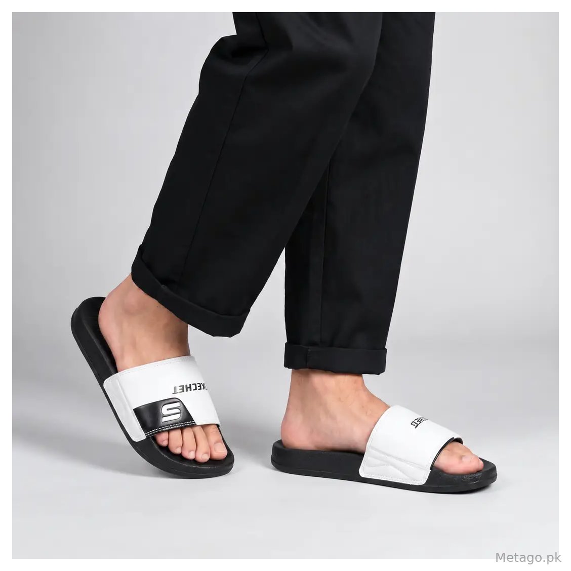 Men's Skecher white Casual Slide Slippers
