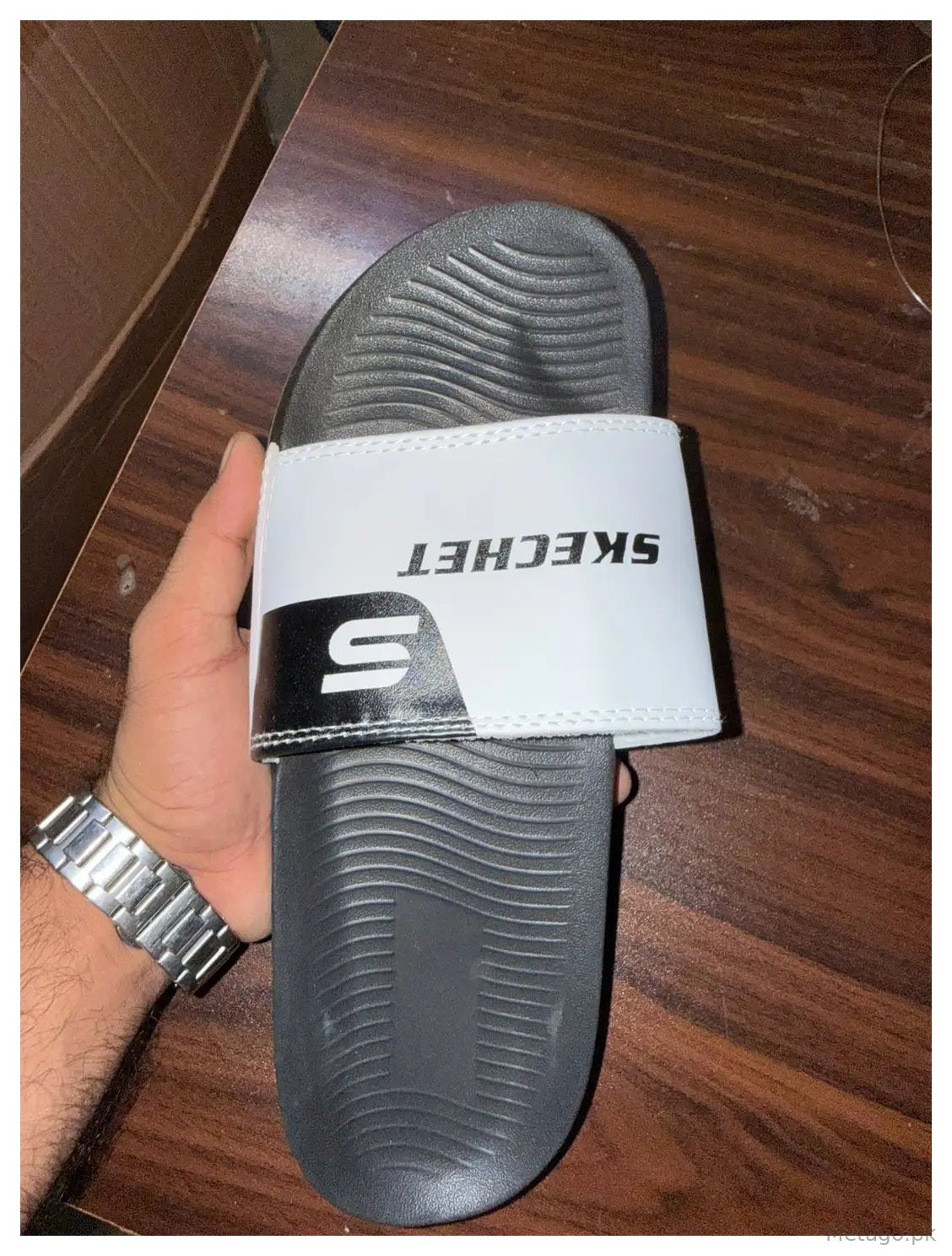 Men's Skecher white Casual Slide Slippers