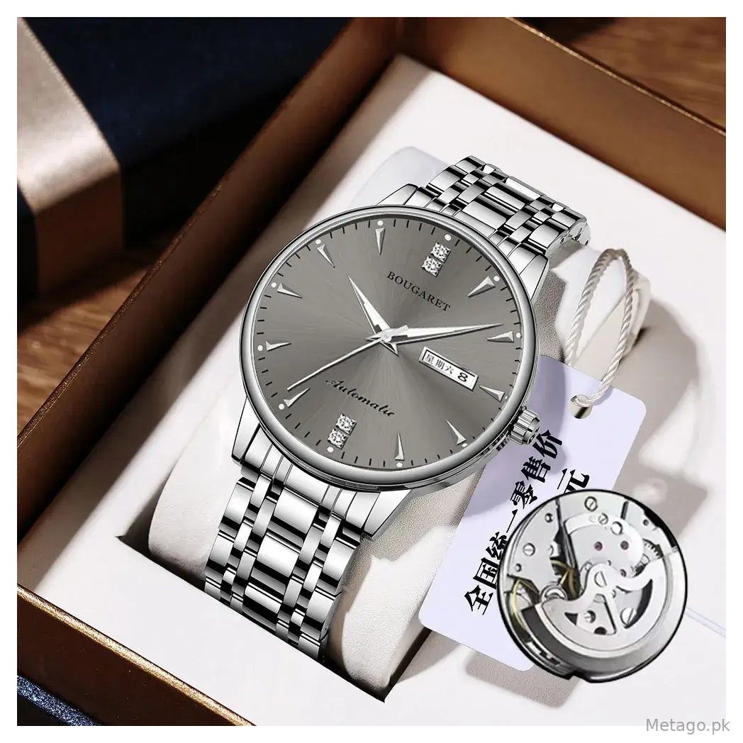 Men's Waterproof Luminous Calendar Watch with Stainless Steel Band