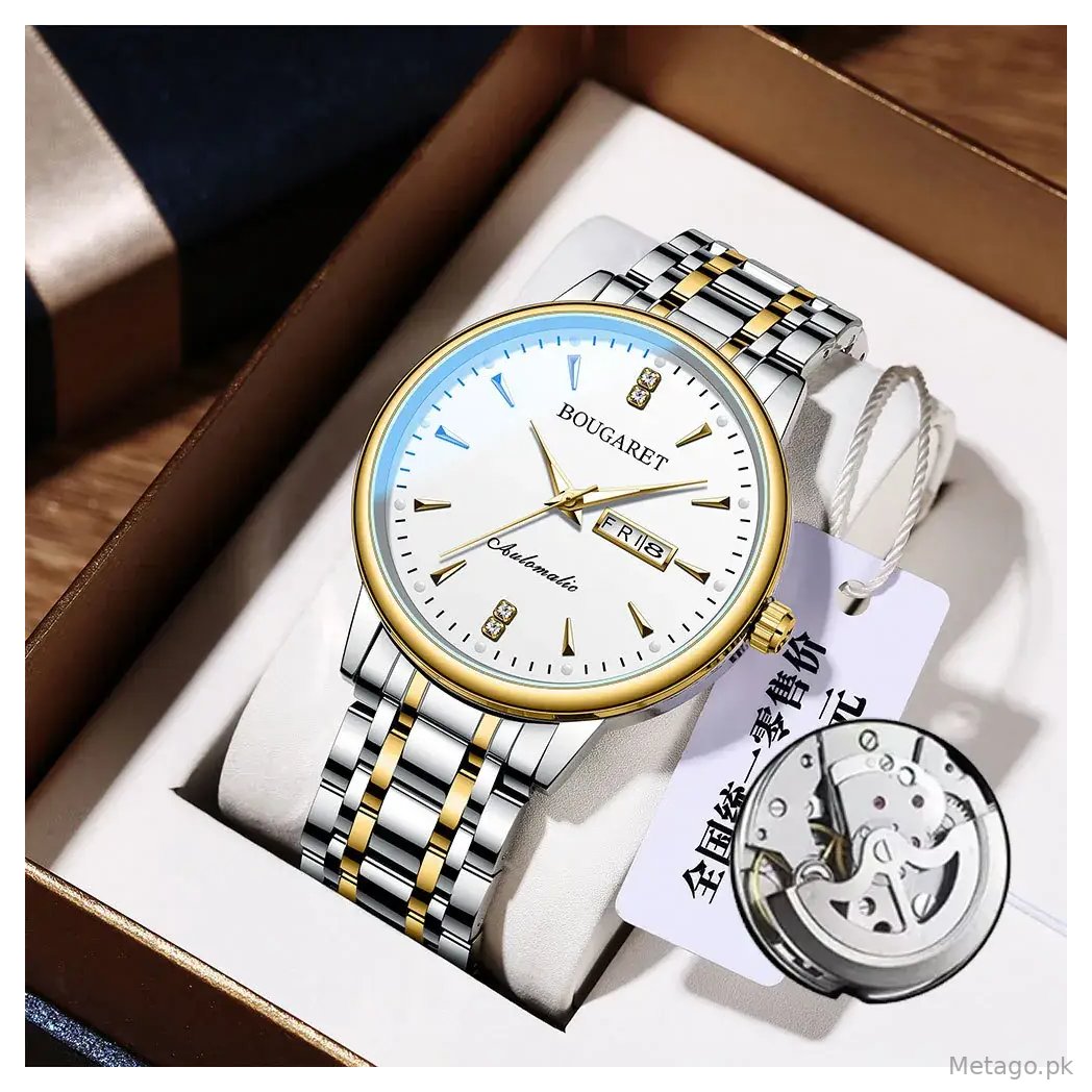 Men's Waterproof Luminous Calendar Watch with Stainless Steel Band