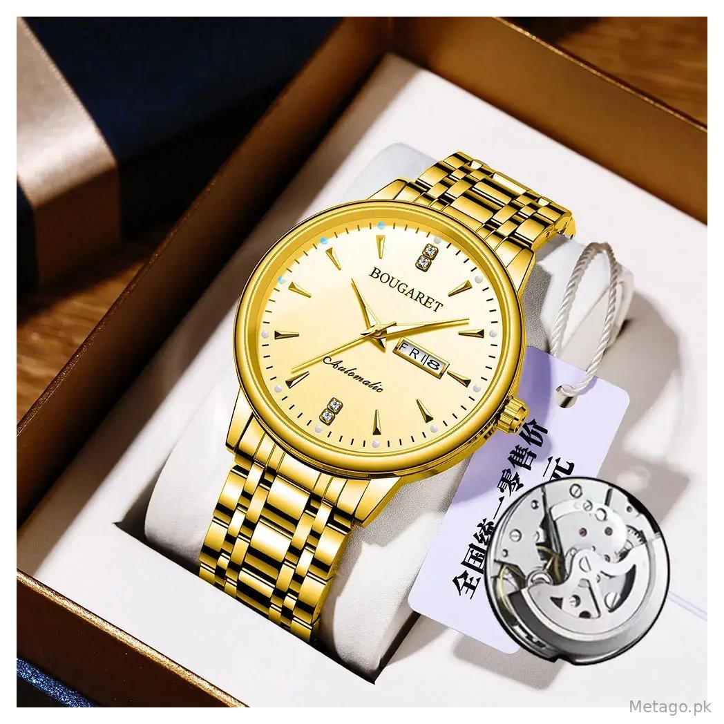 Men's Waterproof Luminous Calendar Watch with Stainless Steel Band