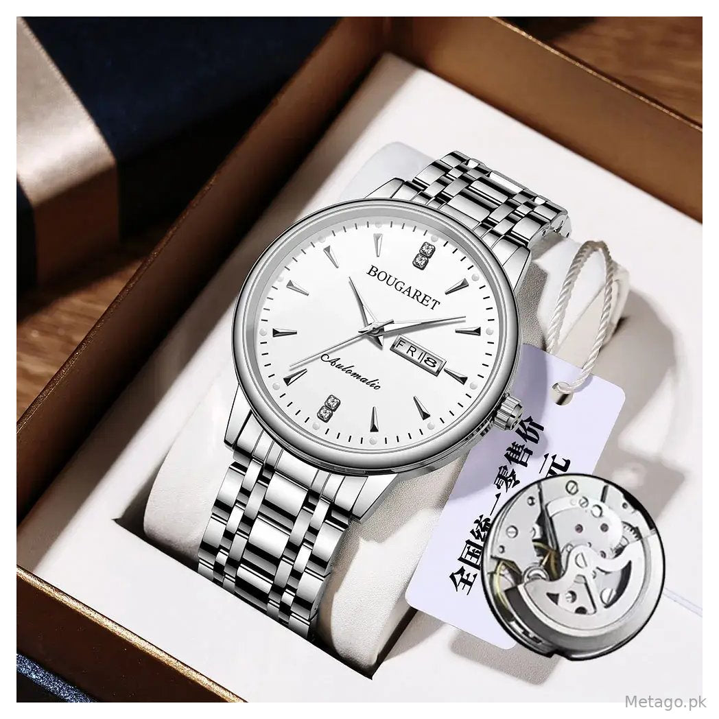 Men's Waterproof Luminous Calendar Watch with Stainless Steel Band