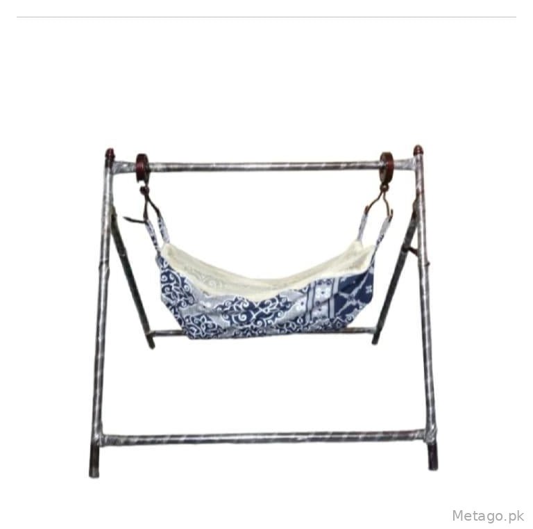 Baby Cradle Swing Blue White Foldable Iron