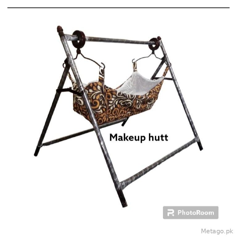 Baby Cradle Swing Blue White Foldable Iron