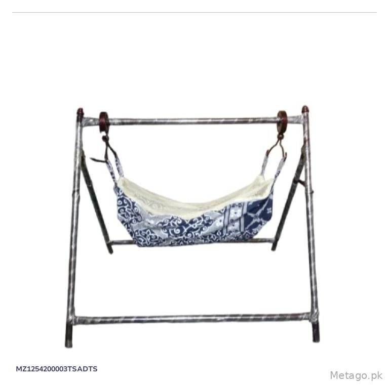 Baby Cradle Swing Blue White Foldable Iron