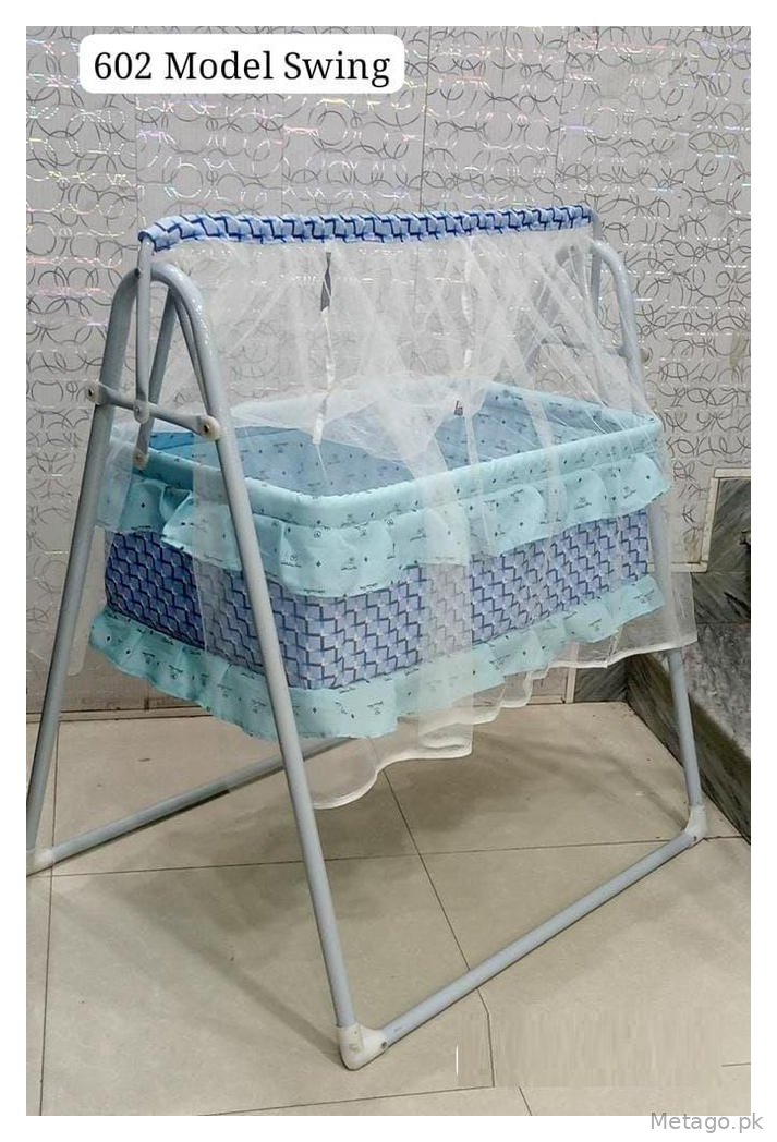 602 Model Baby Swing Blue Patterned Mosquito Net