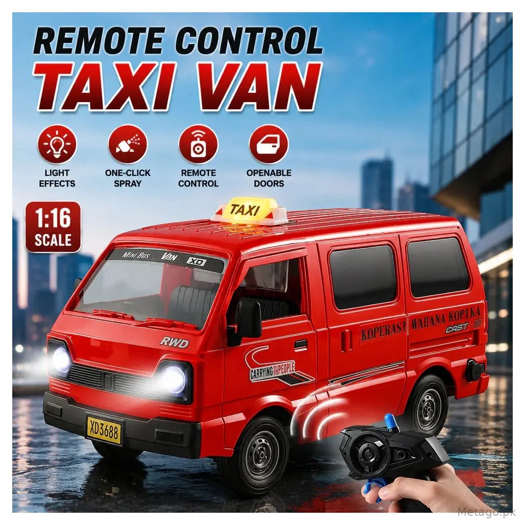 Remote Control Taxi Van for Kids  pray RC Taxi with LED Lights