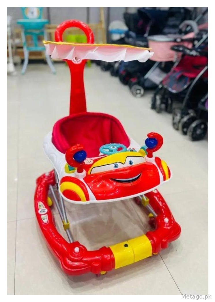 3-1 Walker Stroller Red Yellow Car Theme Waterproof