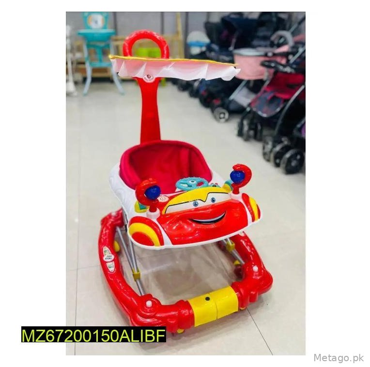 3-1 Walker Stroller Red Yellow Car Theme Waterproof