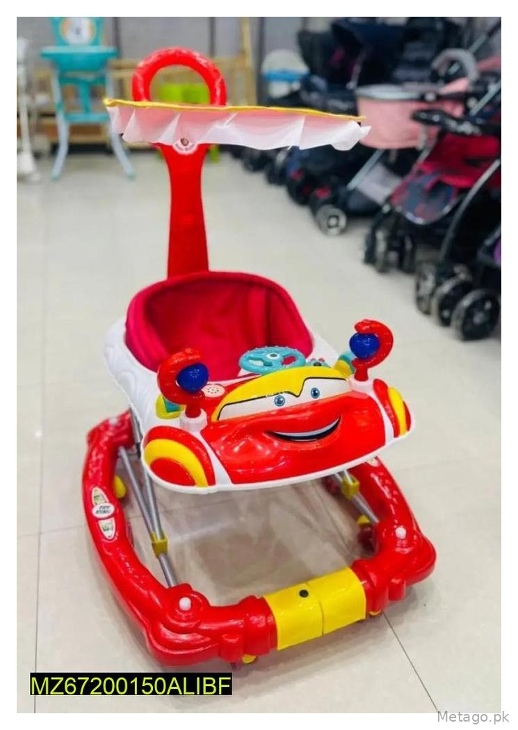 3-1 Walker Stroller Red Yellow Car Theme Waterproof
