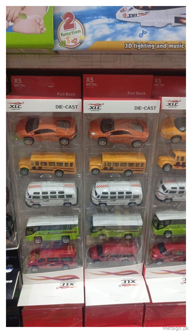 5-Piece Die Cast Metal Car Bus Set Multicolor for Kids