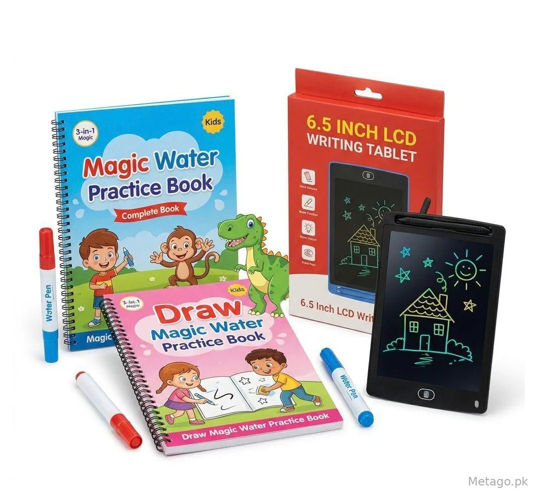 Kids Drawing & Writing Set with LCD Tablet & Water Canvases