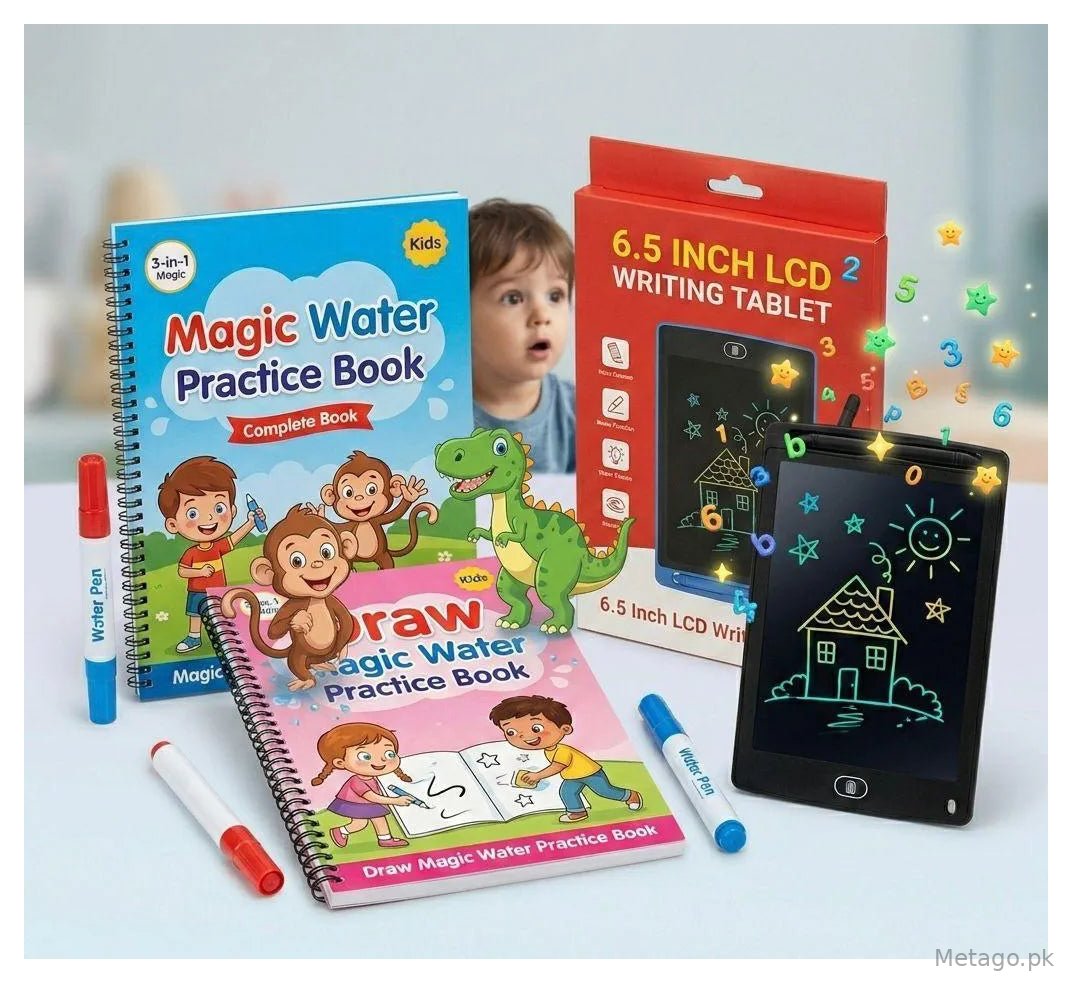 Kids Drawing & Writing Set with LCD Tablet & Water Canvases