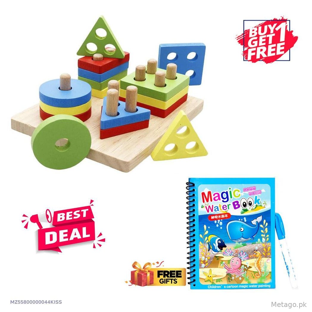 Wooden Puzzle Mat with Coloring Book for Kids