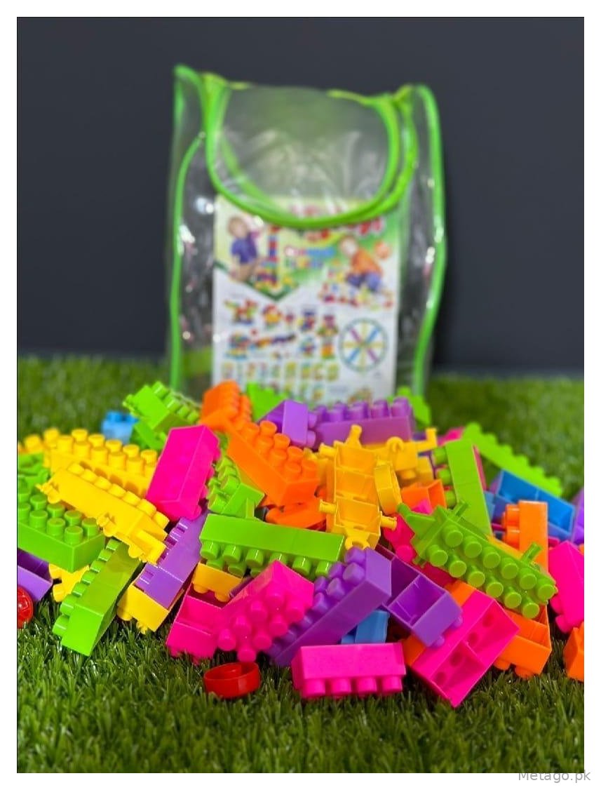 Multicolor Baby Blocks Set 226 Pcs Green Zipper Bag