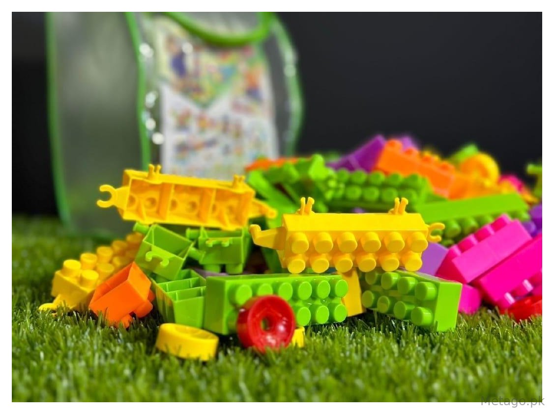 Multicolor Baby Blocks Set 226 Pcs Green Zipper Bag