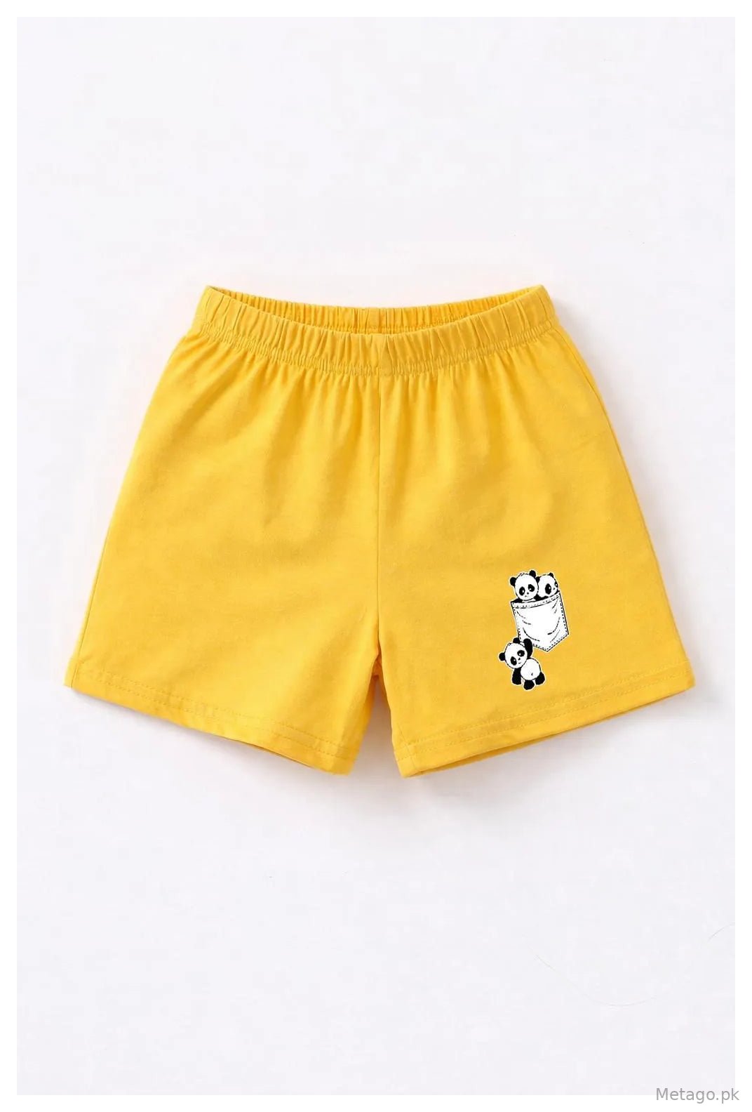 Baby Shorts Yellow Panda Print Elastic Waist
