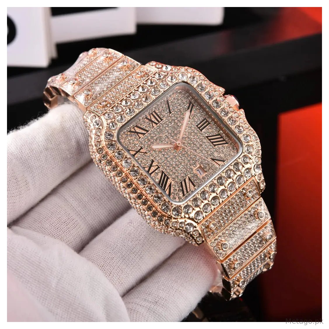 Luxury iced out crystal Dial Watch