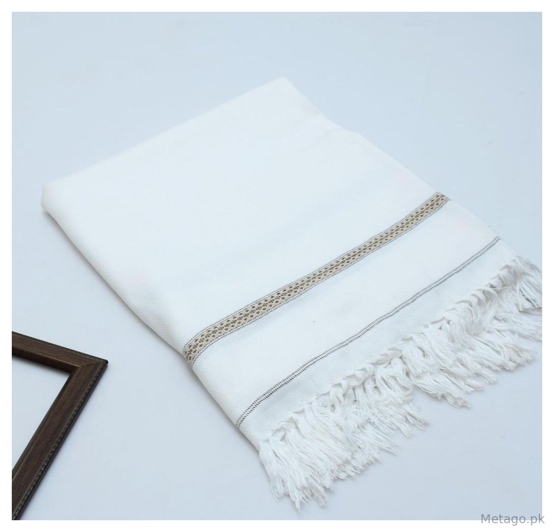 Men's Embroidered Acrylic Shawl White Winter Warm
