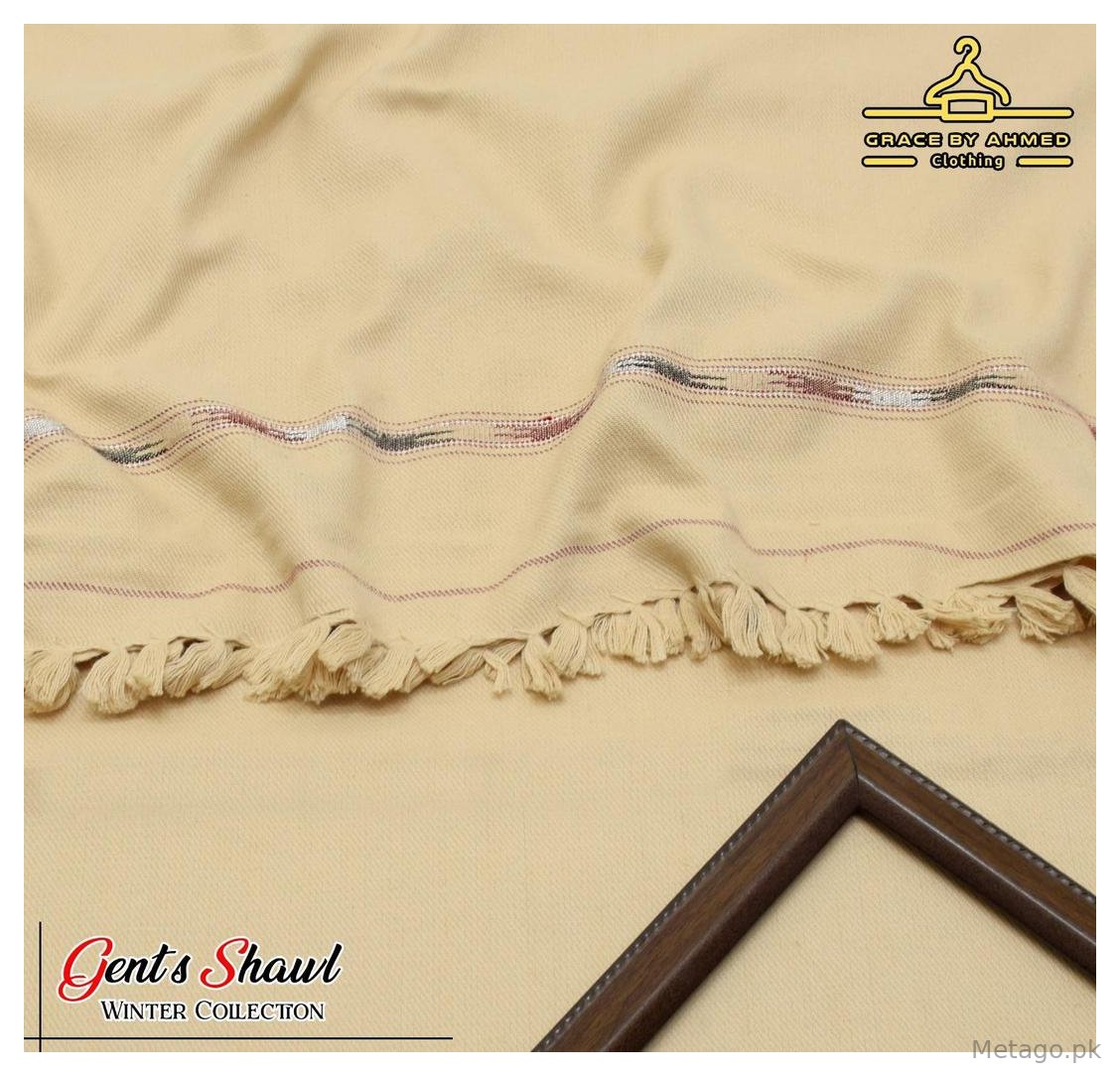 Men's Acrylic Embroidered Shawl Brown Winter