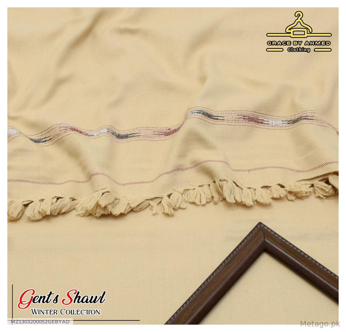 Men's Acrylic Embroidered Shawl Brown Winter
