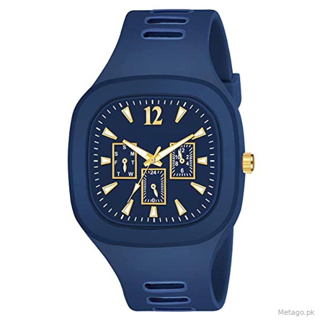 Blue Silicone Men's Watch Water Resistant Lightweight