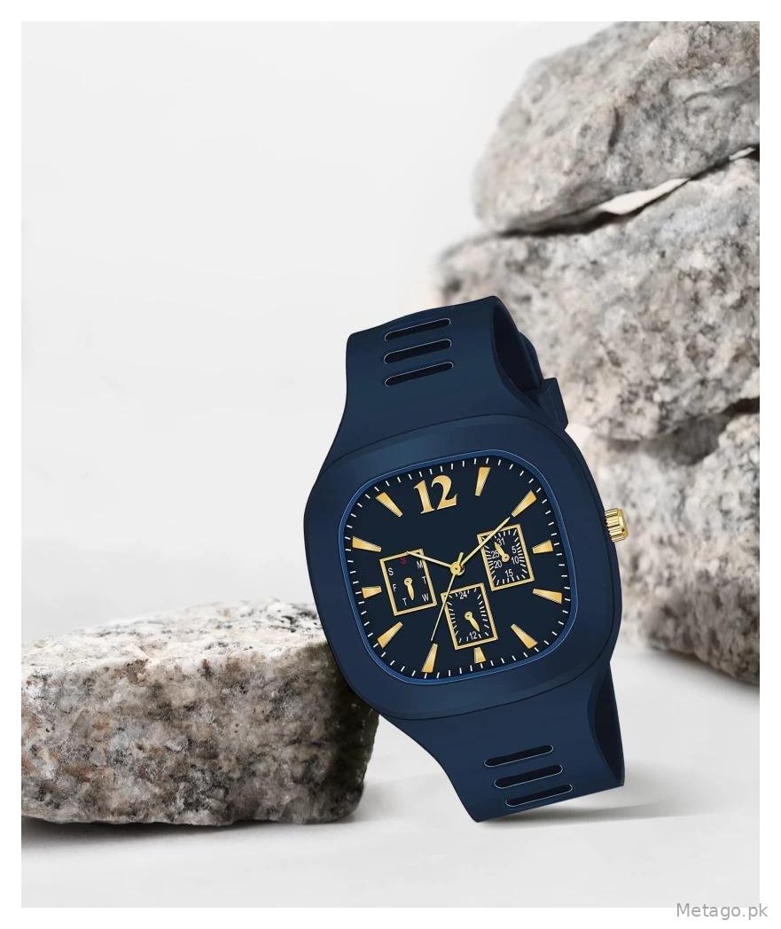 Blue Silicone Men's Watch Water Resistant Lightweight