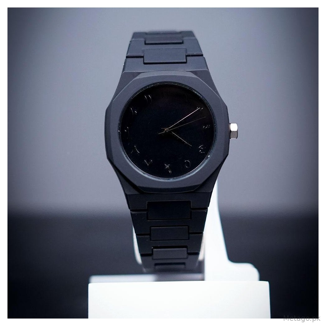 Men's Black Aluminum Analog Watch Water Resistant
