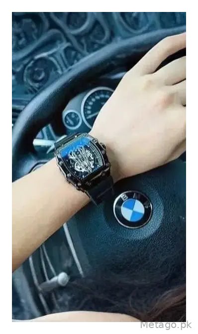 Richard Black Belt Skeleton Watch