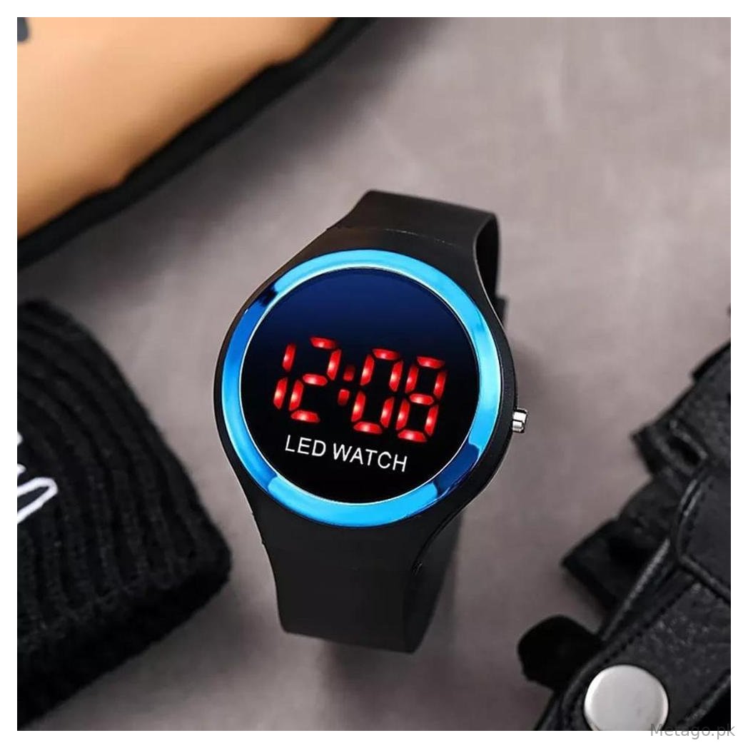 LED Watch for Boys Girls Black Silicone Casual Sport