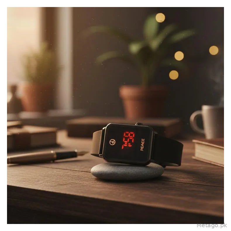 Modern Bluetooth Smartwatch with LED Display & Silicone Strap