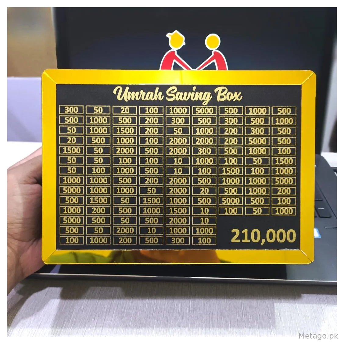 Umrah Savings Box Golden Black Wood 210k