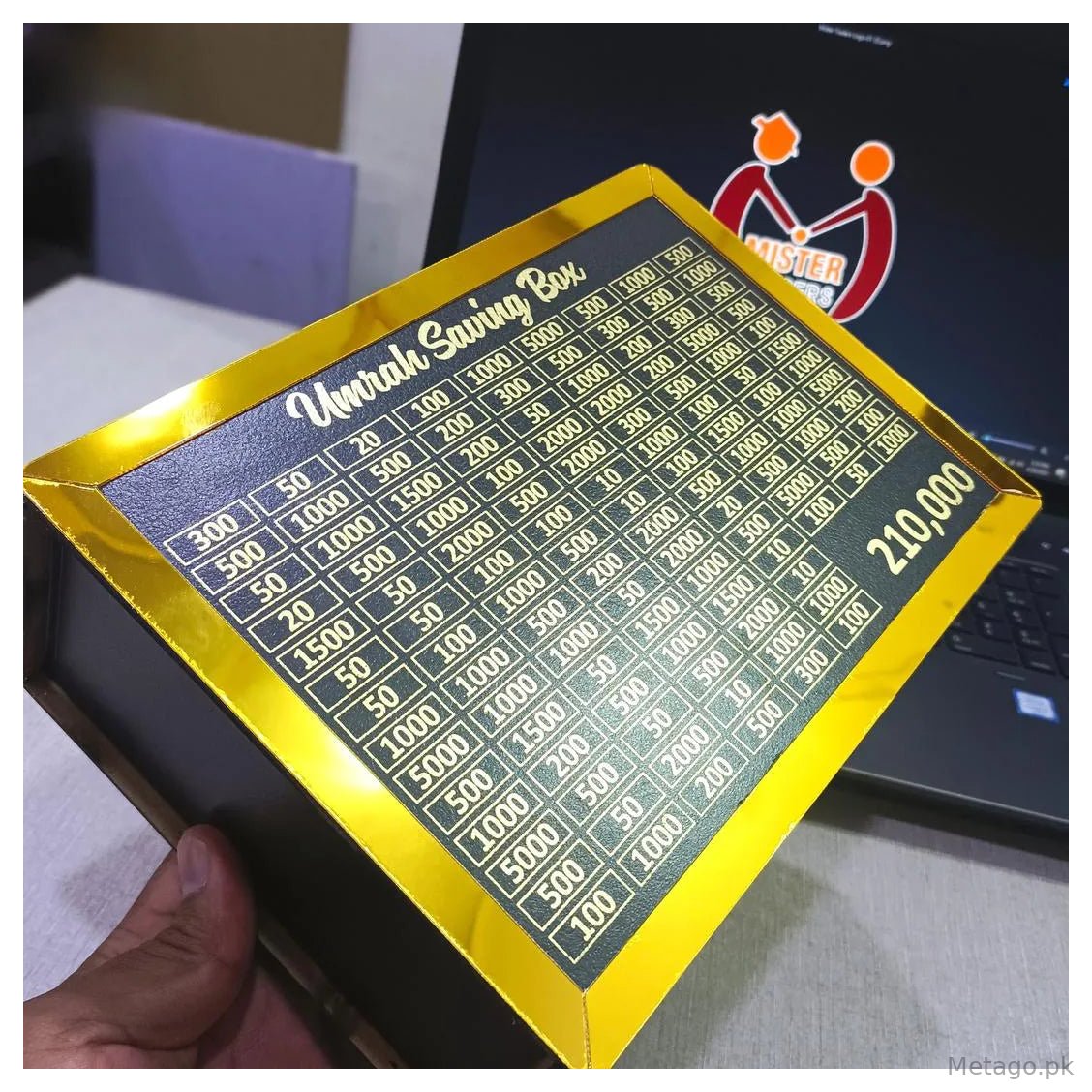 Umrah Savings Box Golden Black Wood 210k
